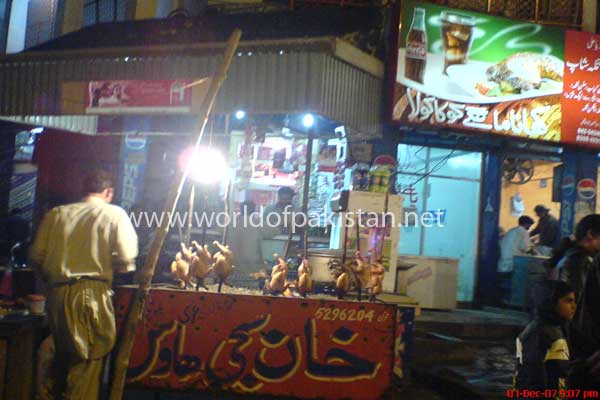 Cooked chicken being sold at a typical food stall