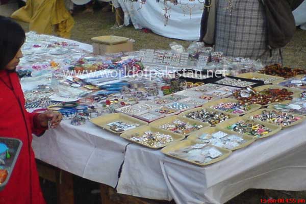 Artifical jewlery being sold in a small festival