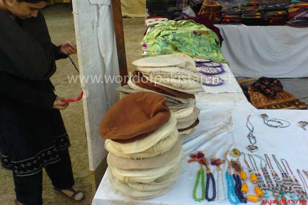 Traditional Pukthoon (Pathan) hat being sold in a small festival