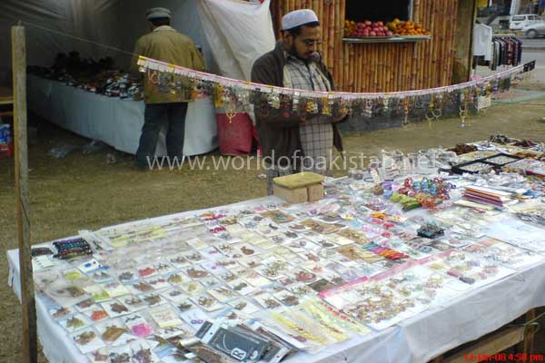 Artifical jewlery being sold in a small festival