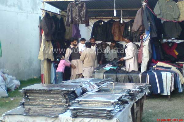 Clothes being sold in a small festival